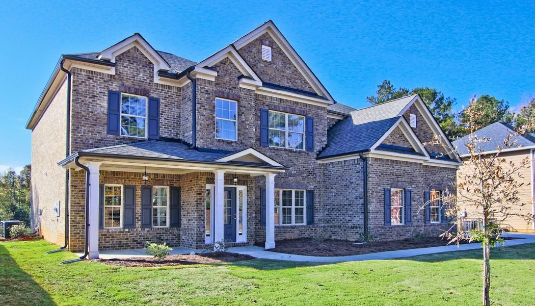 Front exterior of a home in the Fairways at Durham Lakes community, located in Fairburn, GA (Image 2). Front exterior of a home in the Fairways at Durham Lakes community, located in Fairburn, GA (Image 2).