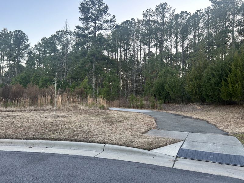 Scenic wooded pathway and serene natural landscape in Montvale at Copperleaf by Upright Builders (Cary, NC). Scenic wooded pathway and serene natural landscape in Montvale at Copperleaf by Upright Builders (Cary, NC).