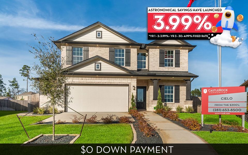 Front exterior of a home in the Cielo community, located in Conroe, TX (Image 4).