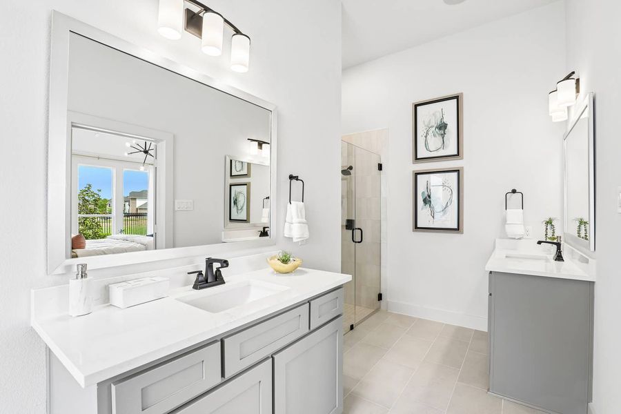 Furnished interior in a model home at Oaks of North Grove in Waxahachie (Image 8).
