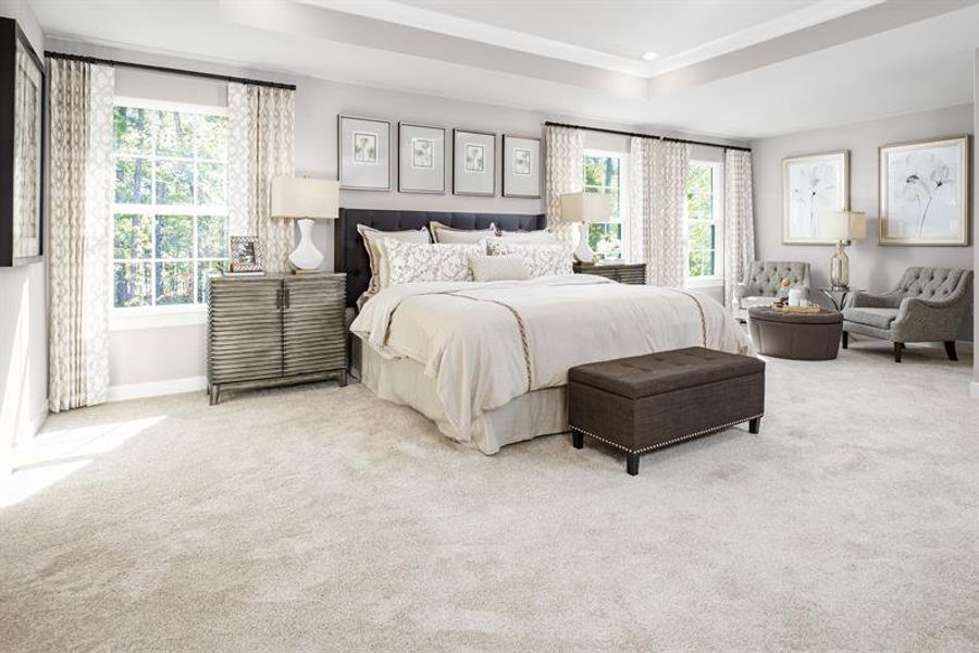Your oversized primary suite on the 1st or 2nd floor awaits with room for a sitting area. Your oversized primary suite on the 1st or 2nd floor awaits with room for a sitting area.