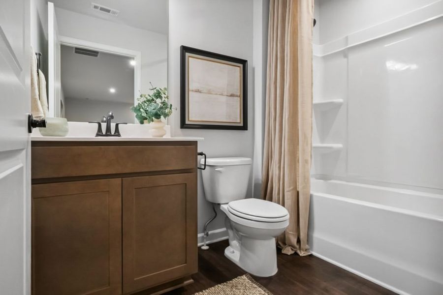 Furnished interior in a model home at Silver Leaf in Dawsonville (Image 27). Furnished interior in a model home at Silver Leaf in Dawsonville (Image 27).