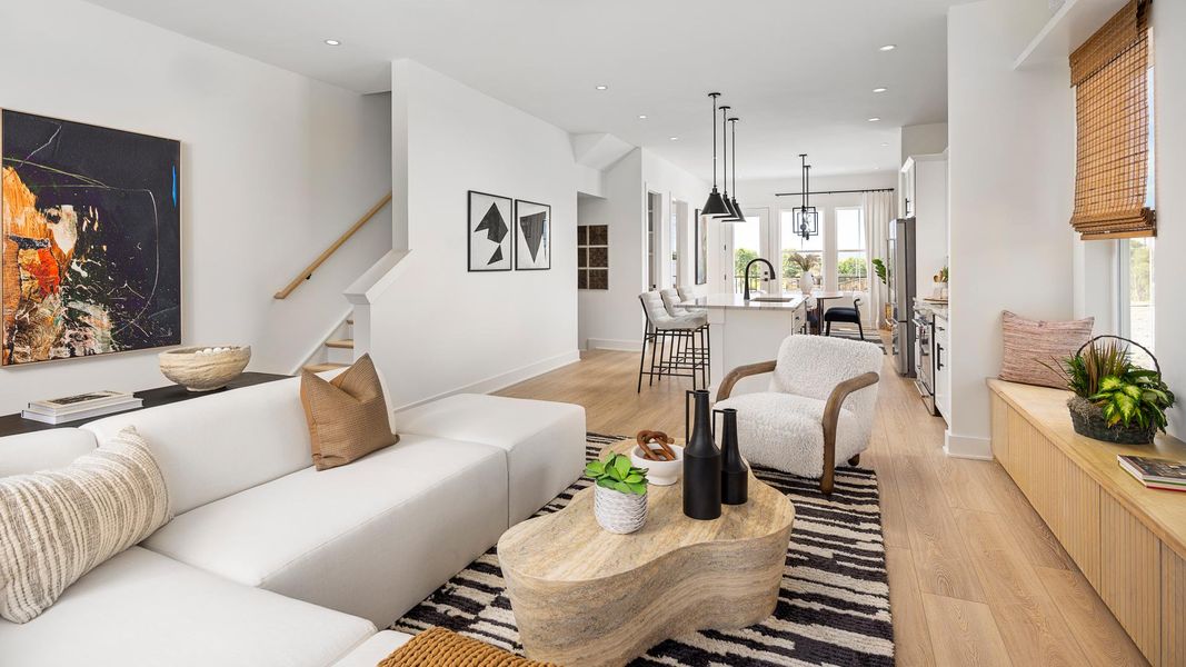 Tall windows in the great room allow an abundance of natural light