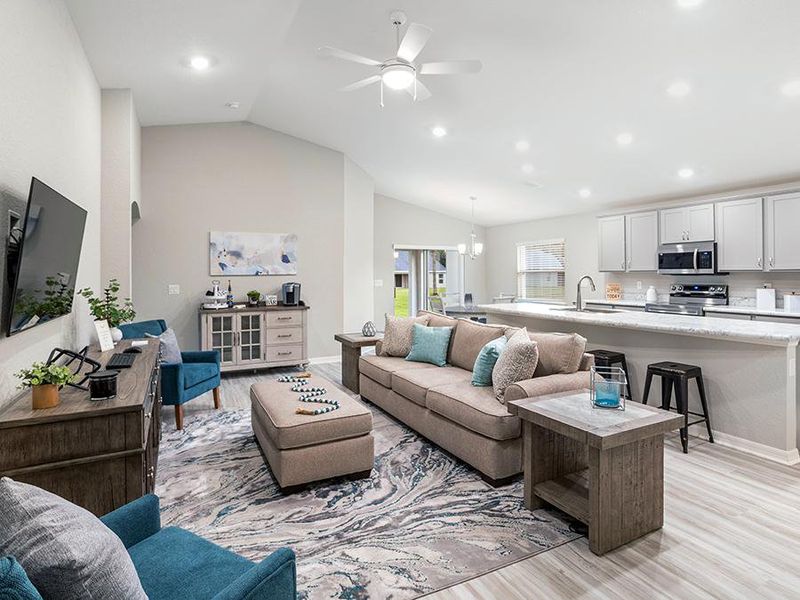 These beautiful homes include a spacious, open living area - Parker model home in Silver Springs Shores