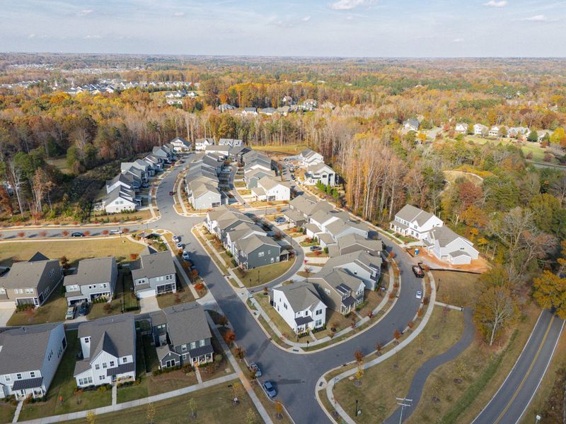Aerial view of the Mayes Hall community in Davidson, NC, showing layout and nearby surroundings (Image 16).