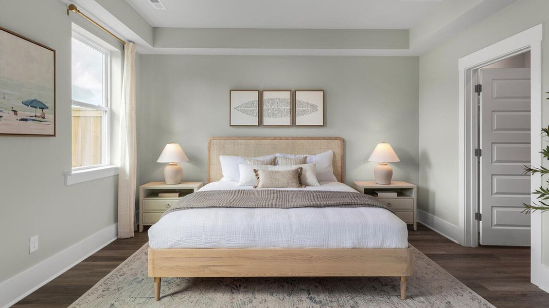 Furnished interior in a model home at The Palms at Indigo Preserve Townhomes in Leland (Image 24).