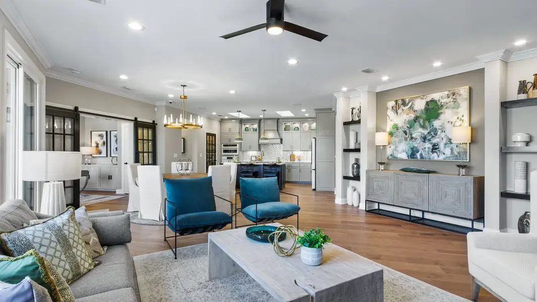 Furnished interior in a model home at Lakeside at Millican Reserve in College Station (Image 6). Furnished interior in a model home at Lakeside at Millican Reserve in College Station (Image 6).