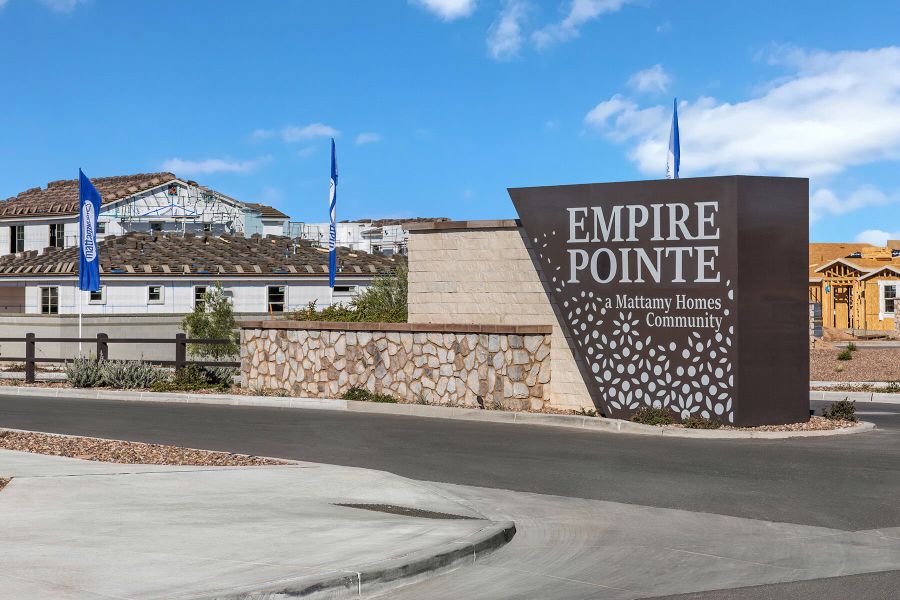 Entrance to the Empire Pointe community in Queen Creek, AZ, featuring signage and landscaping (Image 2). Entrance to the Empire Pointe community in Queen Creek, AZ, featuring signage and landscaping (Image 2).