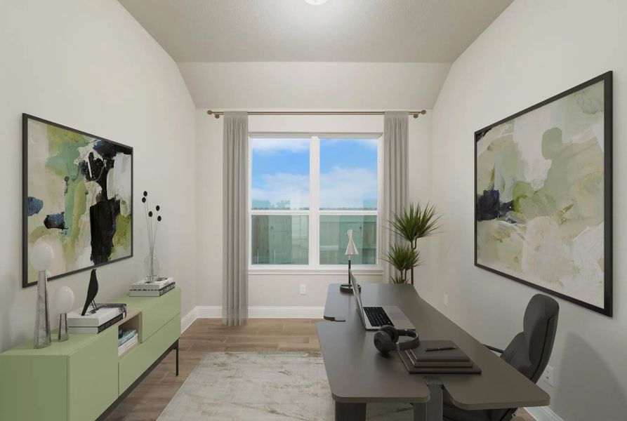 Furnished interior in a model home at Gatherings® at Chambers Creek: Duets in Willis (Image 13).