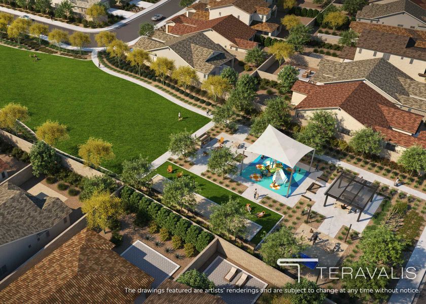 Aerial view of a large building.