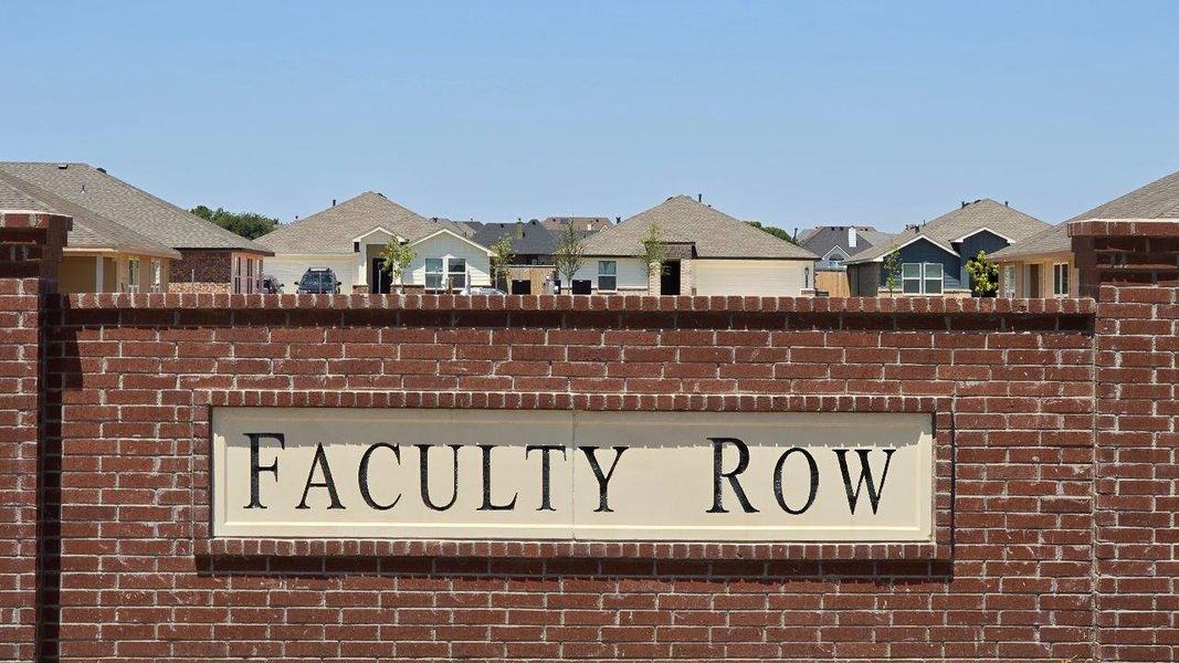 Entrance to the Faculty Row community in Abilene, TX, featuring signage and landscaping (Image 2).