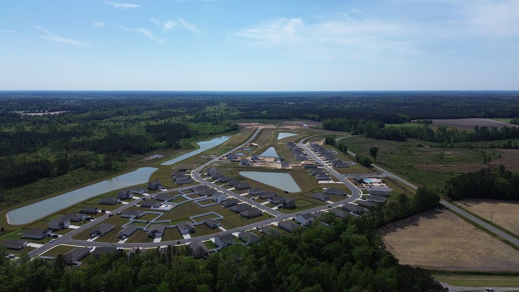 Aerial view of the Jordanville Farms community in Galivants Ferry, SC, showing layout and nearby surroundings (Image 10).