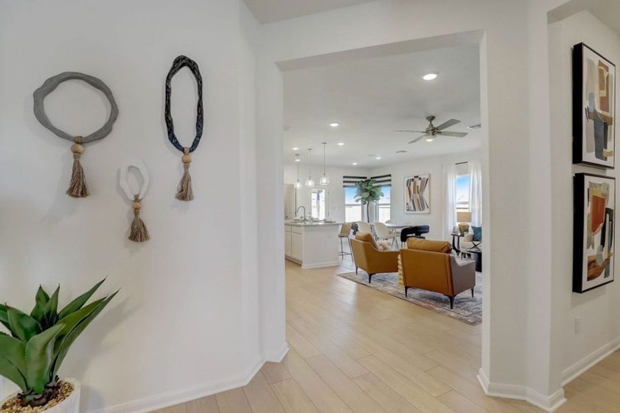 Furnished interior in a model home at Village at Three Oaks in Seguin (Image 10).
