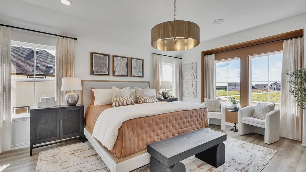 Discover refined elegance with sleek flooring, custom lighting, and expansive windows in Spring Creek's finest.