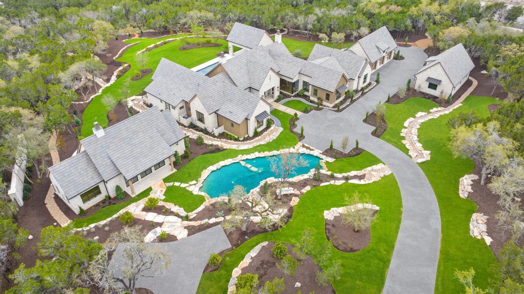 Aerial view of the Amarra - Barton Creek community in Austin, TX, showing layout and nearby surroundings (Image 1).