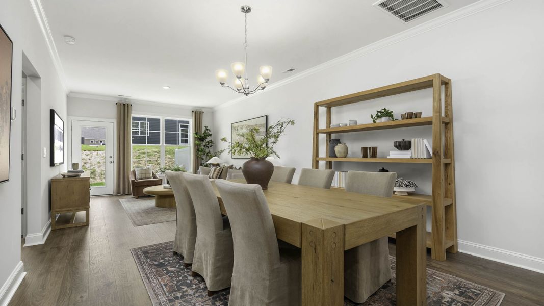 Furnished interior in a model home at The Meadows at Kinsley in Jamestown (Image 9).