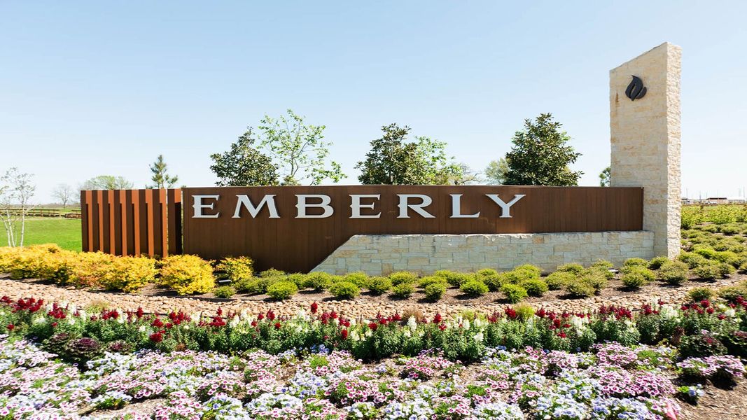 Entrance to the Emberly community in Beasley, TX, featuring signage and landscaping (Image 1).