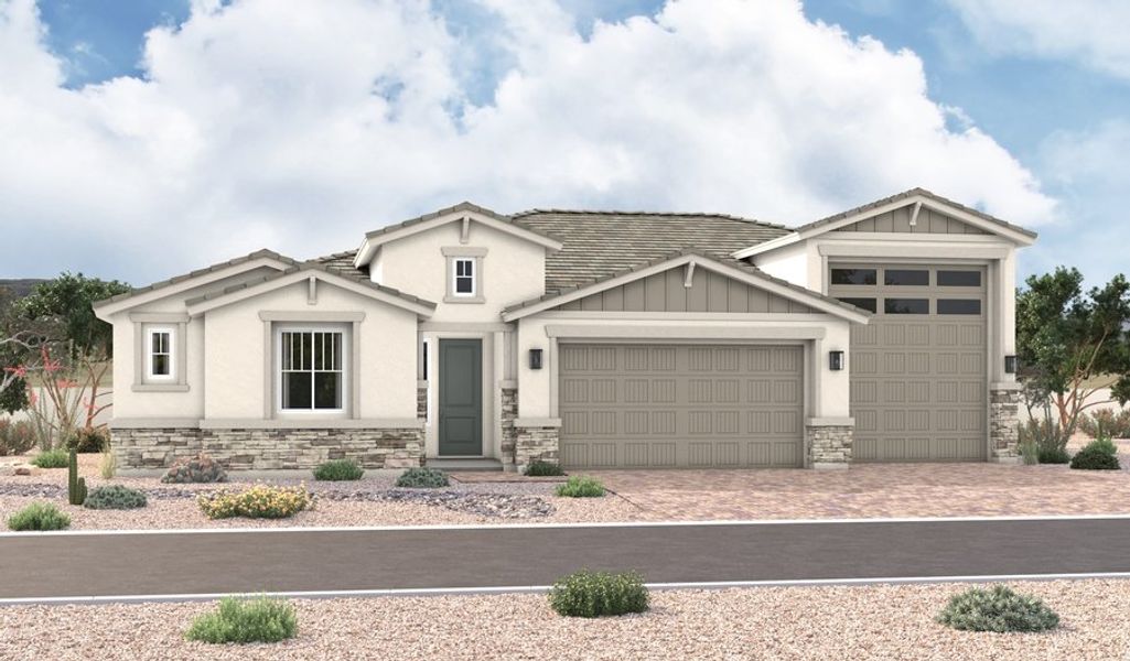 Front exterior of a home in the Aspire at Kimura Gardens community, located in Phoenix, AZ (Image 7).