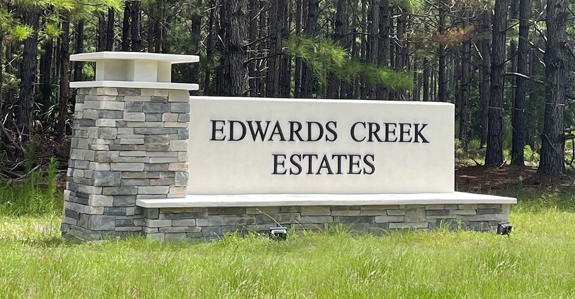 Entrance to the Edwards Creek Estates community in Jacksonville, FL, featuring signage and landscaping (Image 1). Entrance to the Edwards Creek Estates community in Jacksonville, FL, featuring signage and landscaping (Image 1).