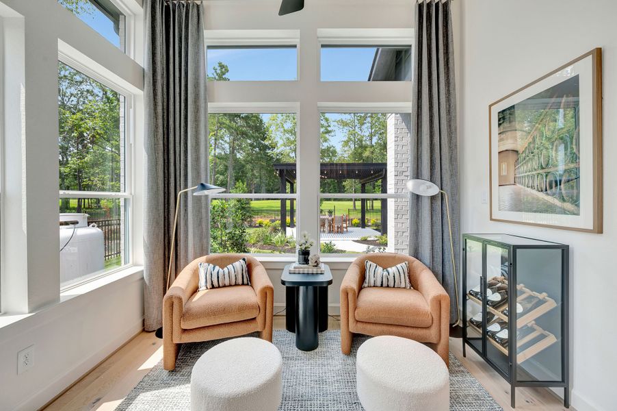 Furnished interior in a model home at The Highlands Encore - Harbor Collection in Porter (Image 31). Furnished interior in a model home at The Highlands Encore - Harbor Collection in Porter (Image 31).