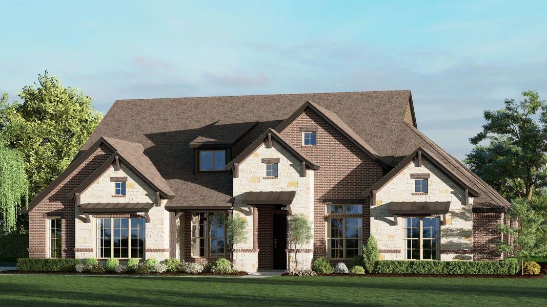 Elevation C With Stone | Concept 3441 at Mockingbird Hills – Premier Series in Joshua, TX by Landsea Homes