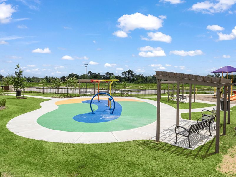 A swimming pool in a park.