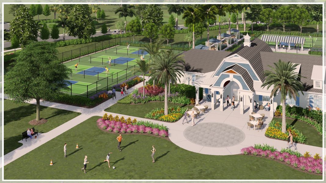 Clubhouse and Sports Court Rendering