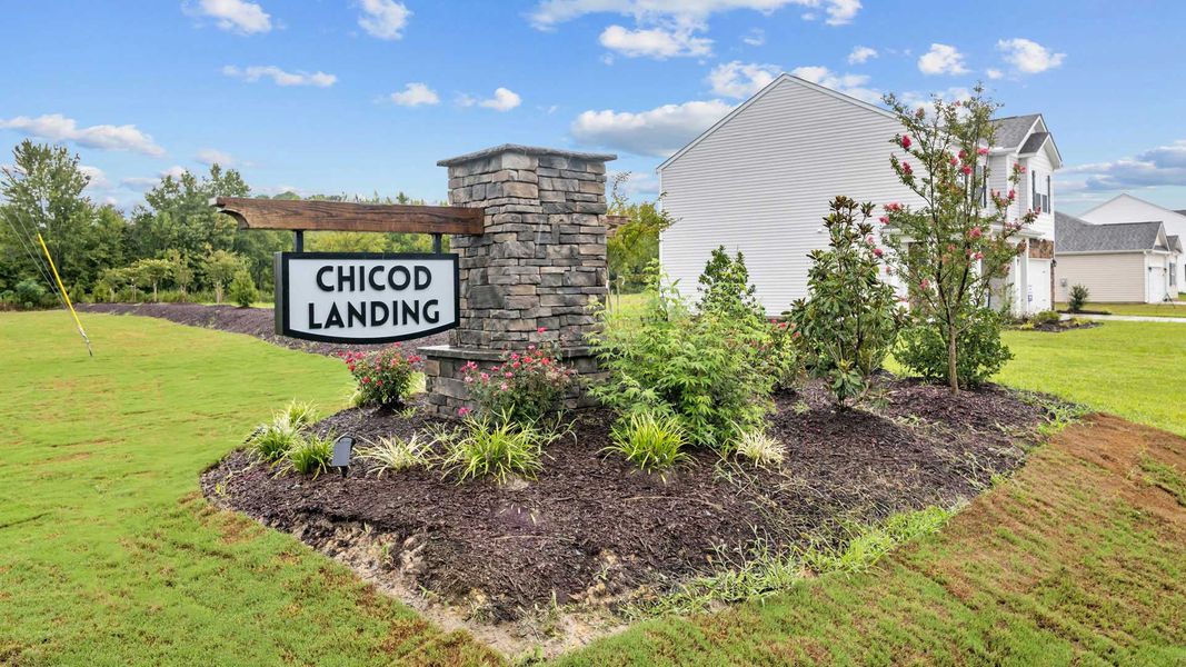 Entrance to the Chicod Landing community in Greenville, NC, featuring signage and landscaping (Image 2).