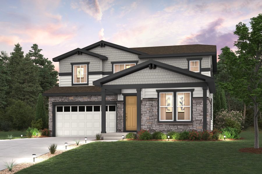 Marion Residence rendering with Elevation B exterior finishes