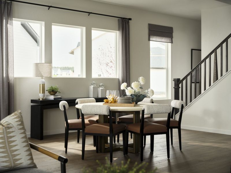 Furnished interior in a model home at Elevate at Wolf Ranch in Colorado Springs (Image 5). Furnished interior in a model home at Elevate at Wolf Ranch in Colorado Springs (Image 5).