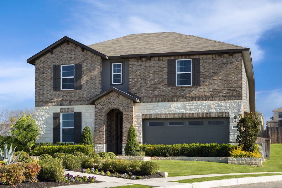 Front exterior of a home in the Comanche Ridge community, located in San Antonio, TX (Image 2).