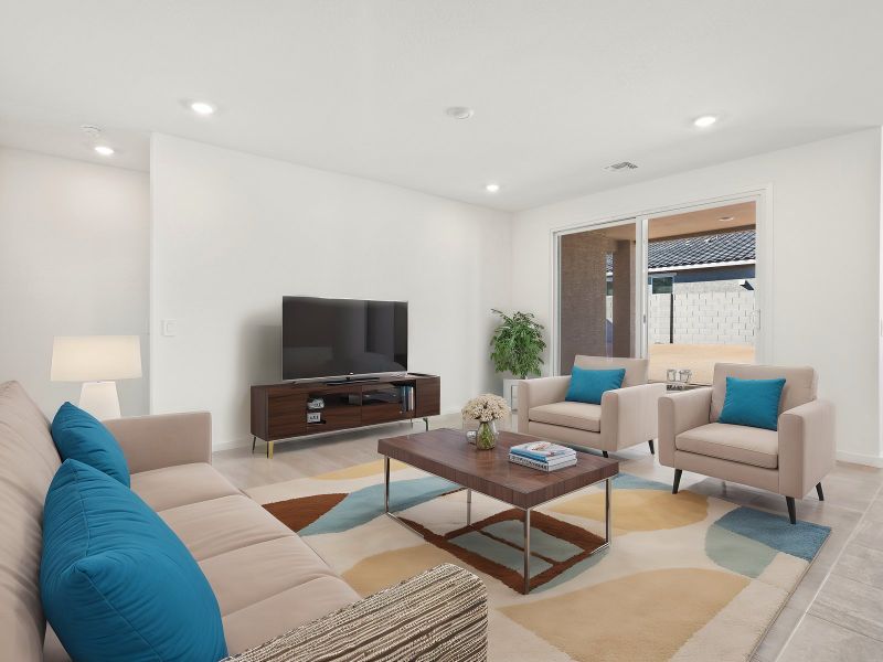 Furnished interior in a model home at White Tank Foothills Reserve Series in Waddell (Image 11). Furnished interior in a model home at White Tank Foothills Reserve Series in Waddell (Image 11).