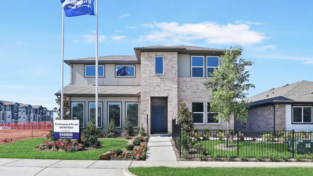 Front exterior of a home in the The Preserve at Forum community, located in Grand Prairie, TX (Image 2). Front exterior of a home in the The Preserve at Forum community, located in Grand Prairie, TX (Image 2).