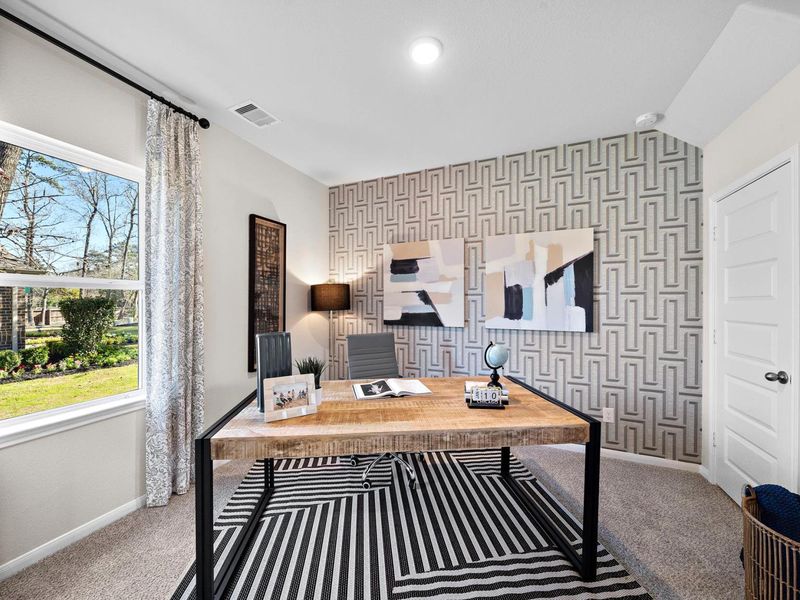 Furnished interior in a model home at Lakes at Black Oak in Magnolia (Image 31).