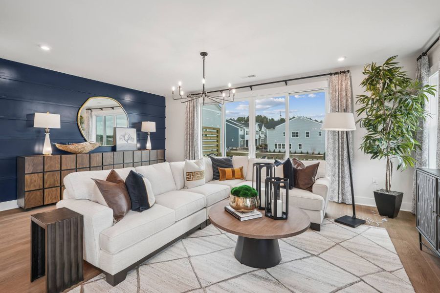 Furnished interior in a model home at Mews at Holding Village in Wake Forest (Image 36).