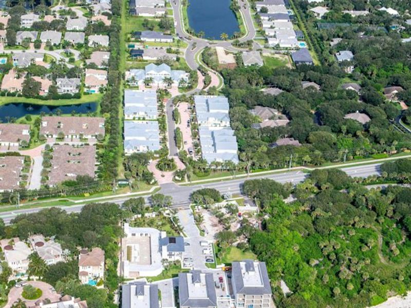 Aerial view of the The Strand community in Vero Beach, FL, showing layout and nearby surroundings (Image 18).