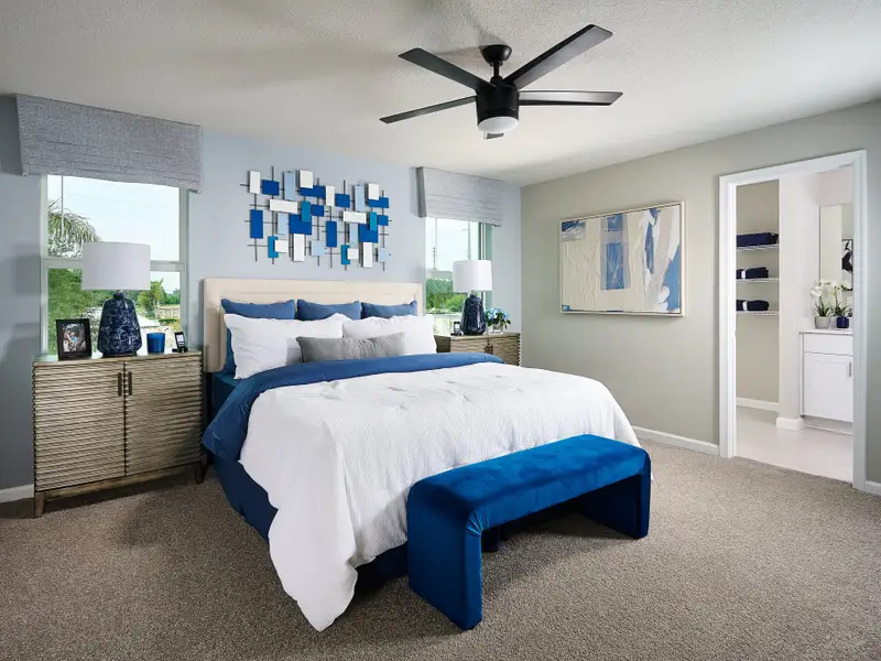 Primary Bedroom in the Pompano floorplan modeled at Tidewater