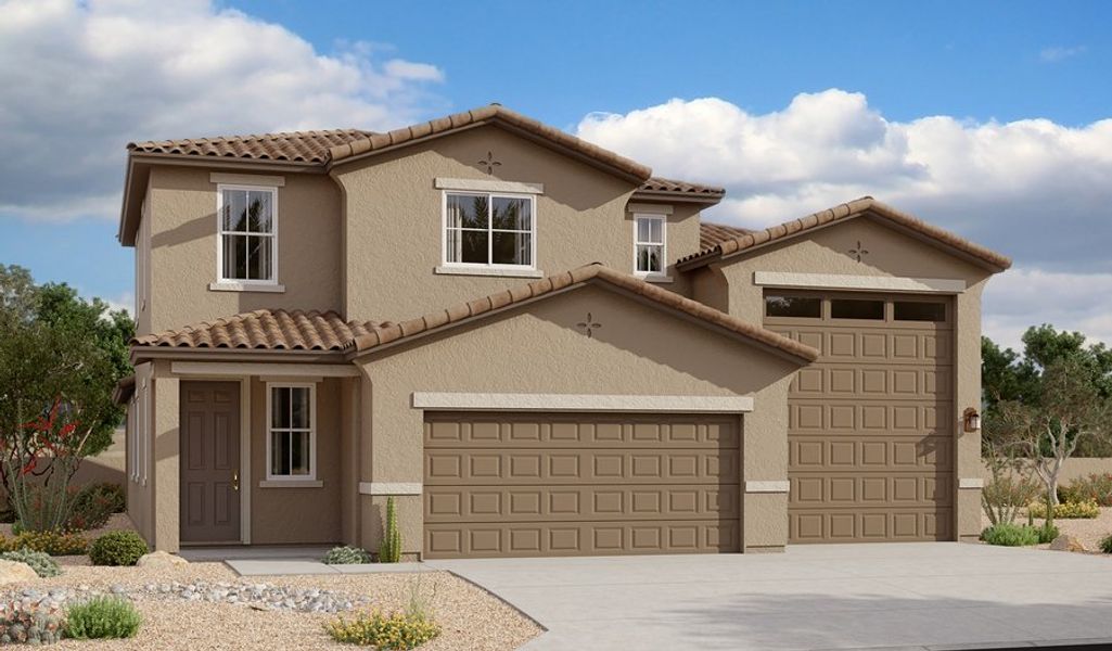 Front exterior of a home in the Parkside at Gladden Farms community, located in Marana, AZ (Image 15). Front exterior of a home in the Parkside at Gladden Farms community, located in Marana, AZ (Image 15).