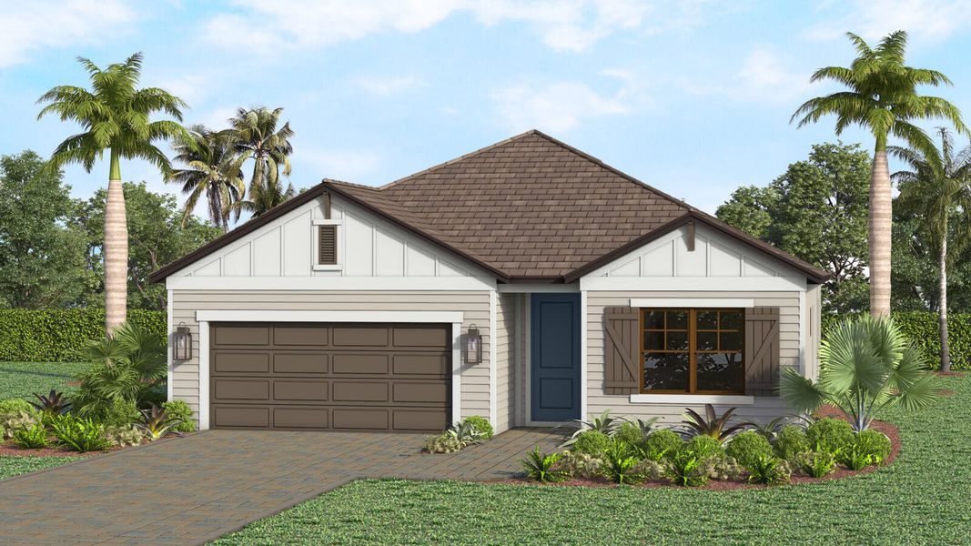 Front exterior of a home in the Kingston South Real Estate and Homes for Sale in Estero, FL - Neal Communities community, located in Estero, FL (Image 11).