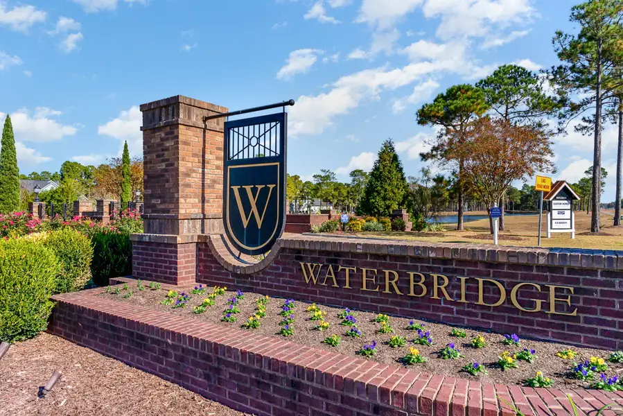 Entrance to the Waterbridge community in Myrtle Beach, SC, featuring signage and landscaping (Image 2).