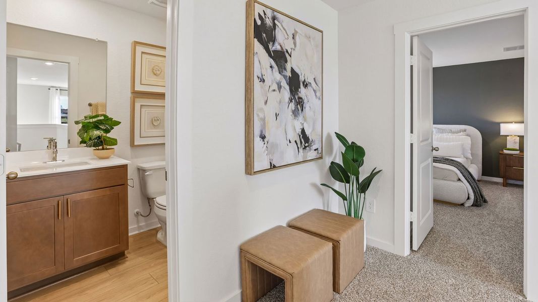 Furnished interior in a model home at Frontier in Mustang Ridge (Image 24).