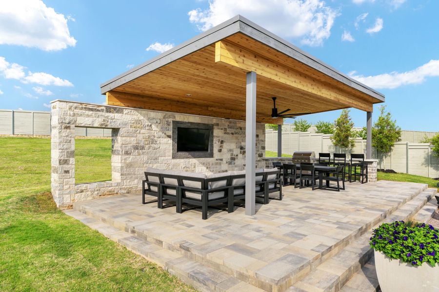 American Legend Homes' model in Treeline - Backyard