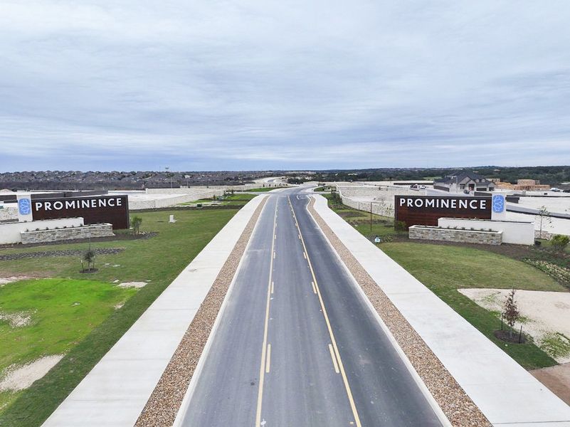 Entrance to the Prominence community in San Antonio, TX, featuring signage and landscaping (Image 13).