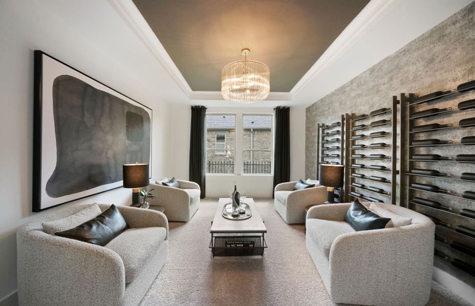 Sitting area with modern furnishings in floor plan at Del Webb Fulshear active adult community