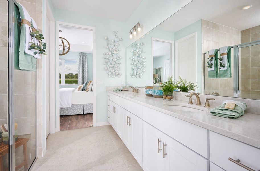 Furnished interior in a model home at Leela Reserve Paired Villas in Tavares (Image 21). Furnished interior in a model home at Leela Reserve Paired Villas in Tavares (Image 21).