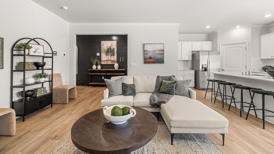 Furnished interior in a model home at Waypoint in Flowery Branch (Image 26).