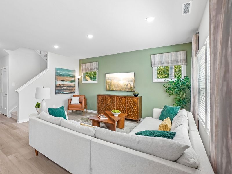Furnished interior in a model home at Cadence Meadows in Zebulon (Image 13).