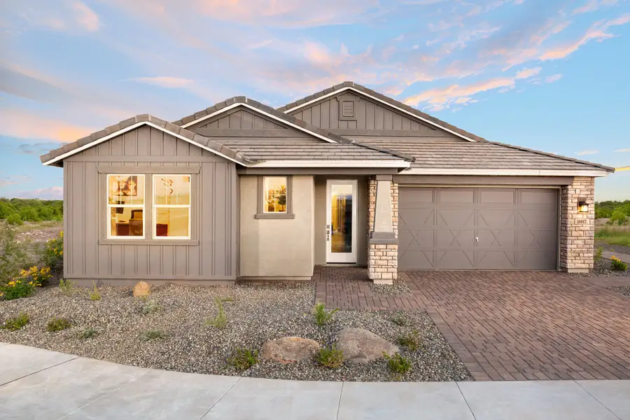 Front exterior of a home in the Marbella at Windrose community, located in Waddell, AZ (Image 2).
