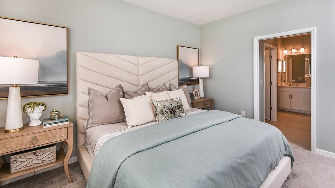 Furnished interior in a model home at Esplanade Lake Club Condos in Fort Myers (Image 49).