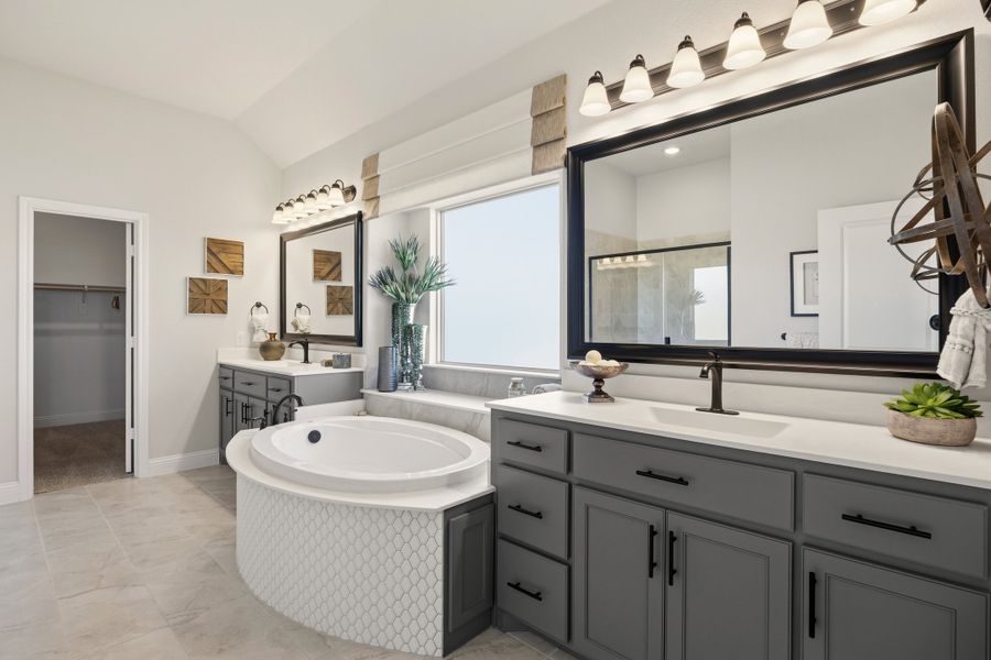 Furnished interior in a model home at Abe's Landing in Granbury (Image 20).